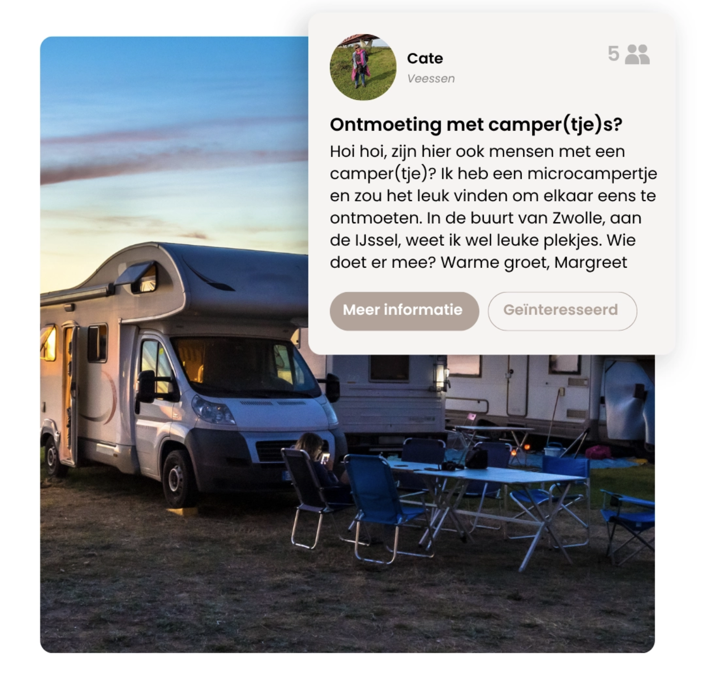 Oproepje van Margreet voor een ontmoeting met andere camperliefhebbers